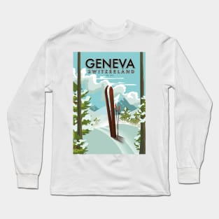 Geneva Switzerland ski poster Long Sleeve T-Shirt